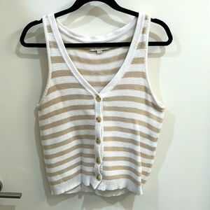 LOFT Tan and White Sweater Tank